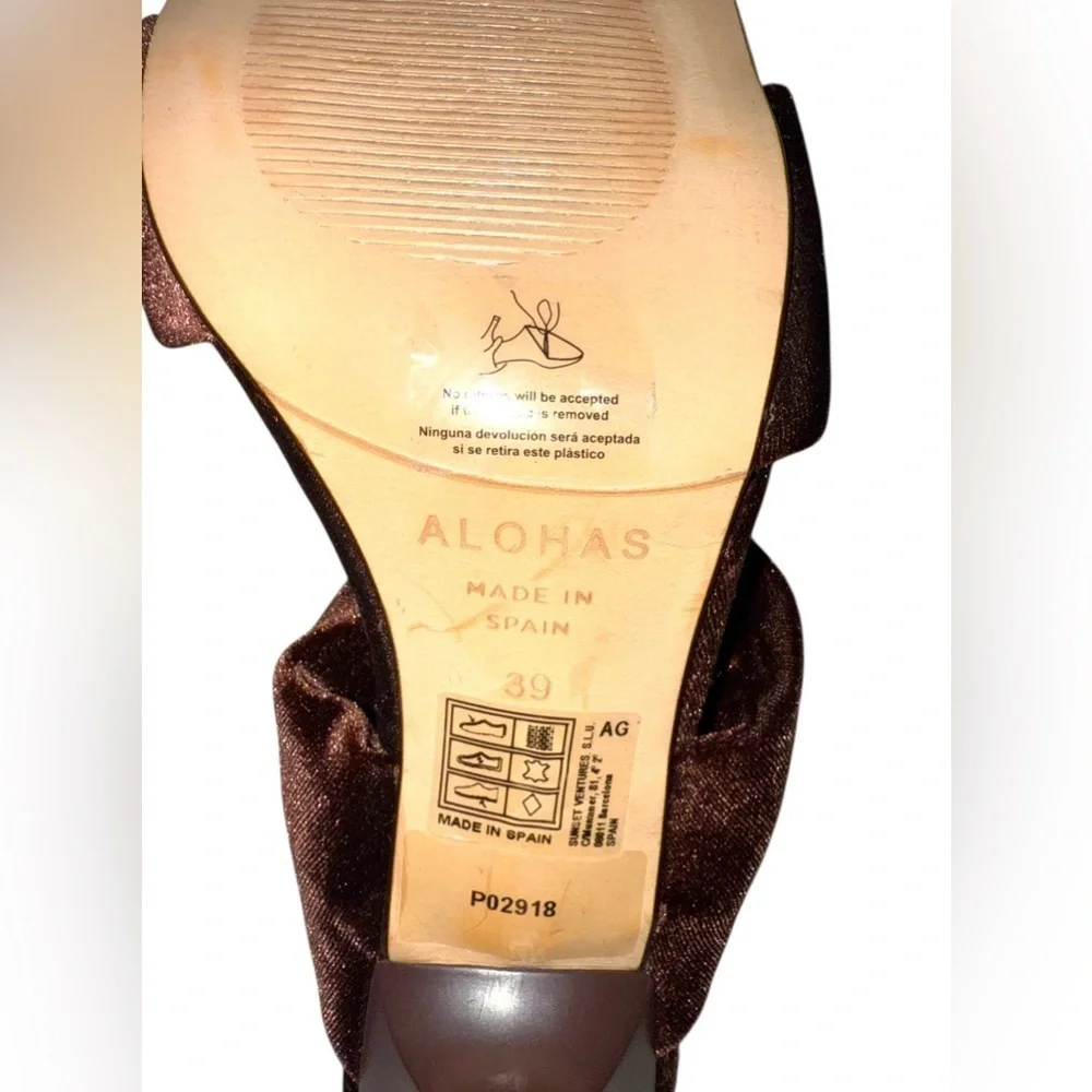 ALOHAS Twist Strap Mule in Velvet Coffee Size 39